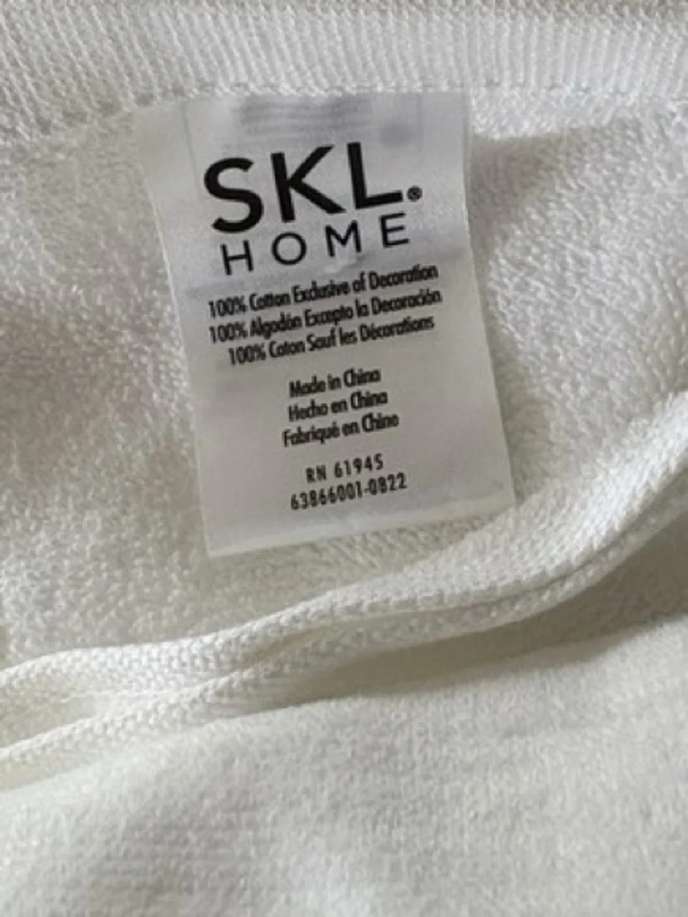 SKL Home Beach Hand Towel Off White Cotton Embroidered